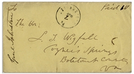 General Joseph Johnston Autograph Letter Signed From July 1862 While Recovering From His Wounds After Being Replaced by Lee -- ''...I am very anxious to know what to expect on rejoining the army...''